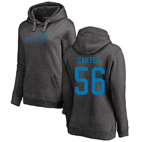 Carolina Panthers Ash Women Jermaine Carter One Color NFL Football #56 Pullover Hoodie Sweatshirts->nfl t-shirts->Sports Accessory